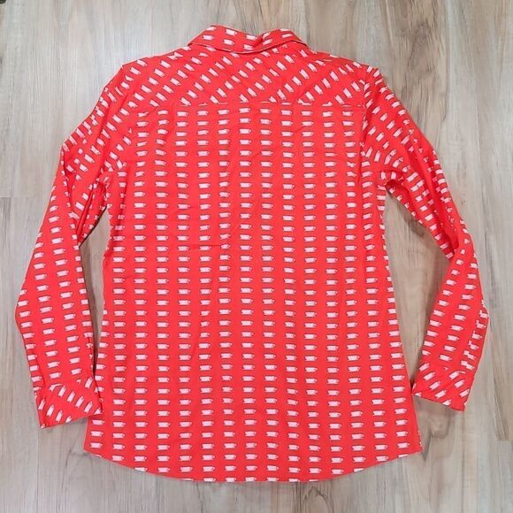 🔺️Gap Orange Teacup/Coffee Cup Boyfriend Buttoned Long Sleeve Shirt Medium - Picture 3 of 12